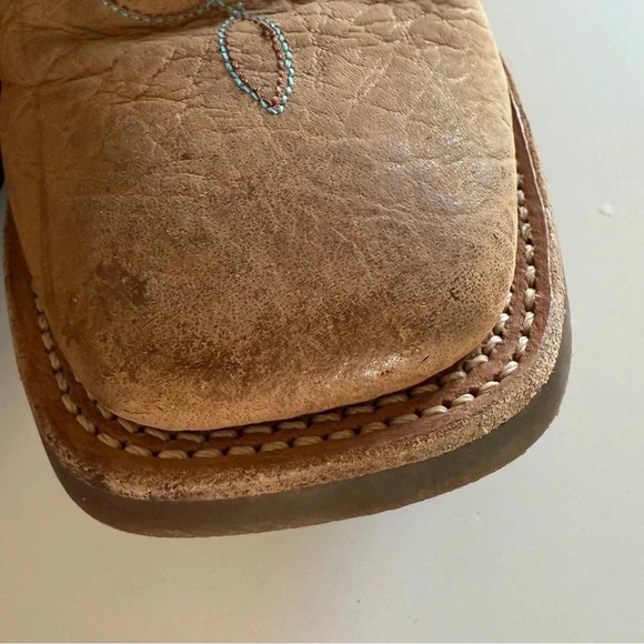 OLD WEST- Kids-Distressed-Vamp-Cowboy Boots-Brown-Red-Size 3 - Picture 14 of 14